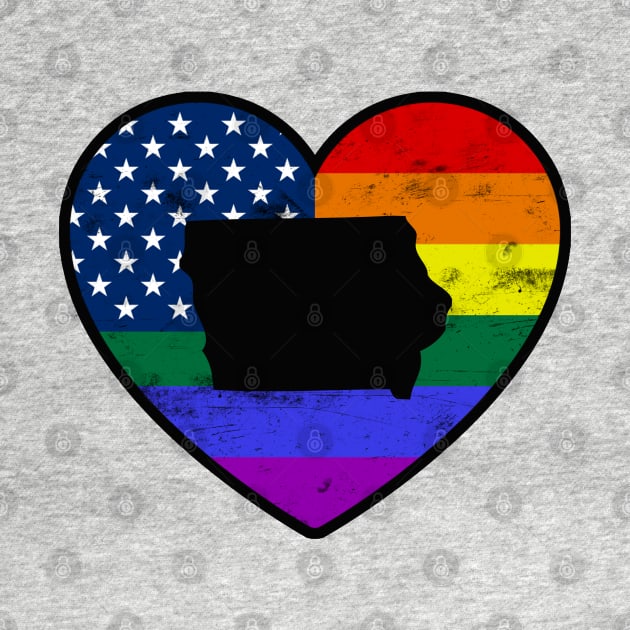 Iowa United States Gay Pride Flag Heart by TextTees